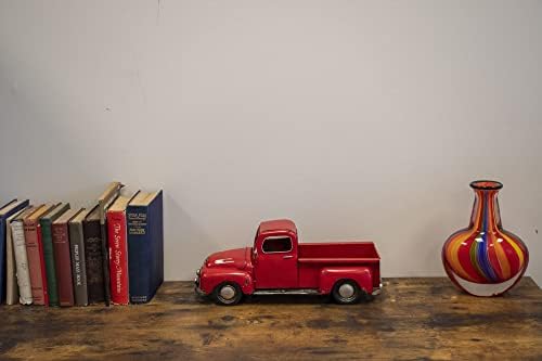 יבואני מתנות בכפר כפרי טנדר אדום דקורטיבי בסגנון כפרי | שוכנים על משטח שטוח במשרד, בבית או במוסך | משאית חוות